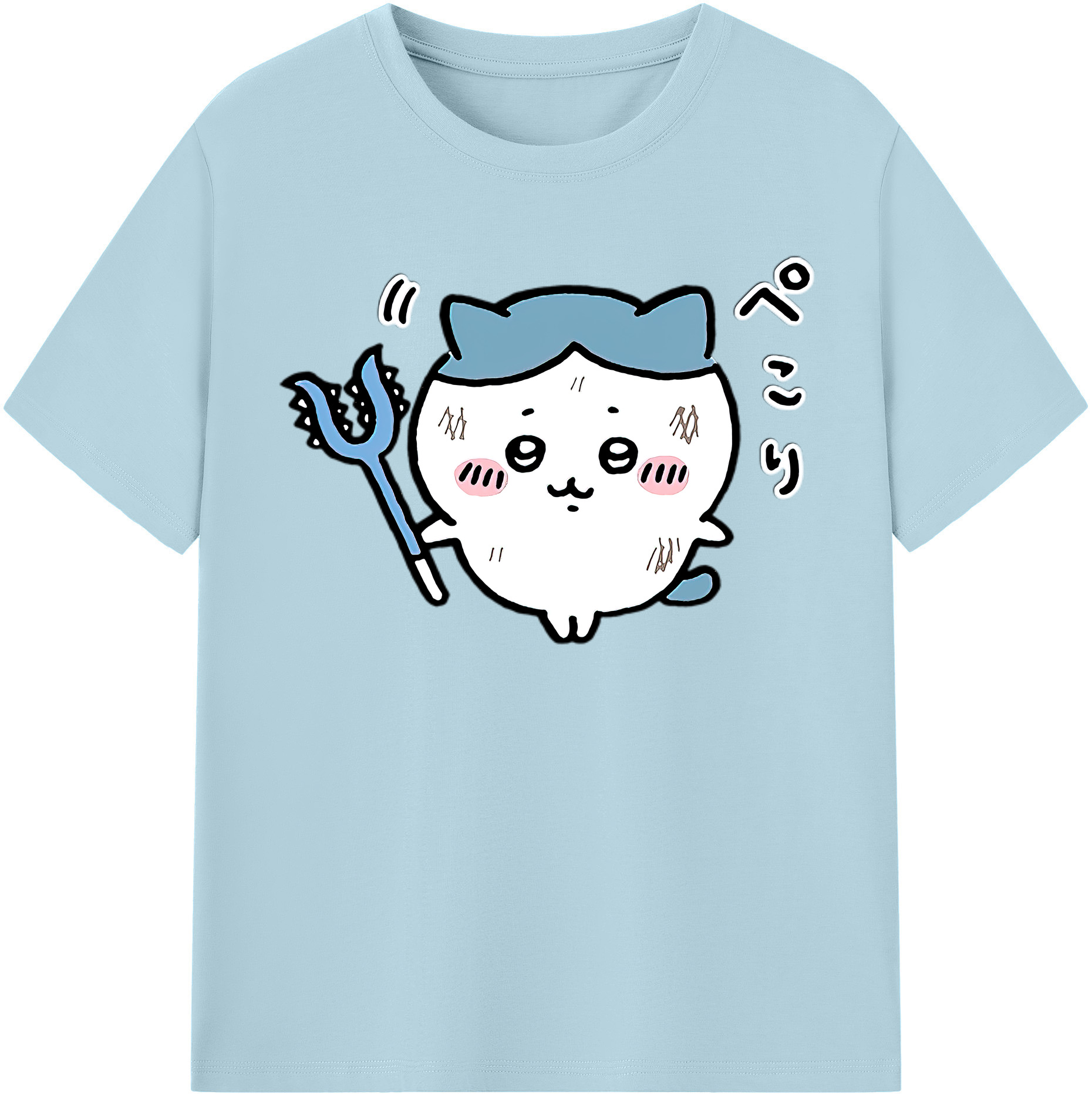 （画像用） ちいかわ ハチワレ Chii-kawa hachiware 綿100％半袖Tシャツ（フロントプリント）
